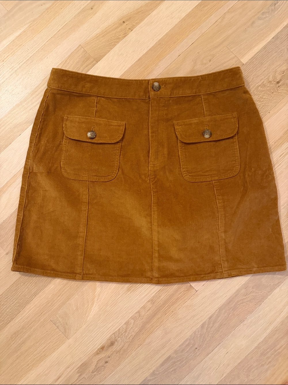 J. Crew Rust Brown Corduroy Mini Skirt with Front Pockets